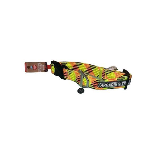 Arcadia Trail Paracord Dog Collar Neon‎ Yellow w/ Orange & Purple Stripe XL - Picture 4 of 5
